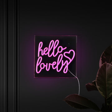 Hello Lovely Square Contemporary Glam Acrylic Box USB Operated LED Neon Light - JONATHAN Y